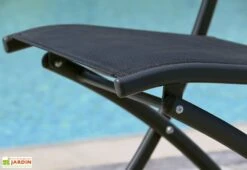 Chaise De Jardin Textilène Pliante Noire -Pas Cher Salon Mobilier Magasin assise chaise jardin textilene