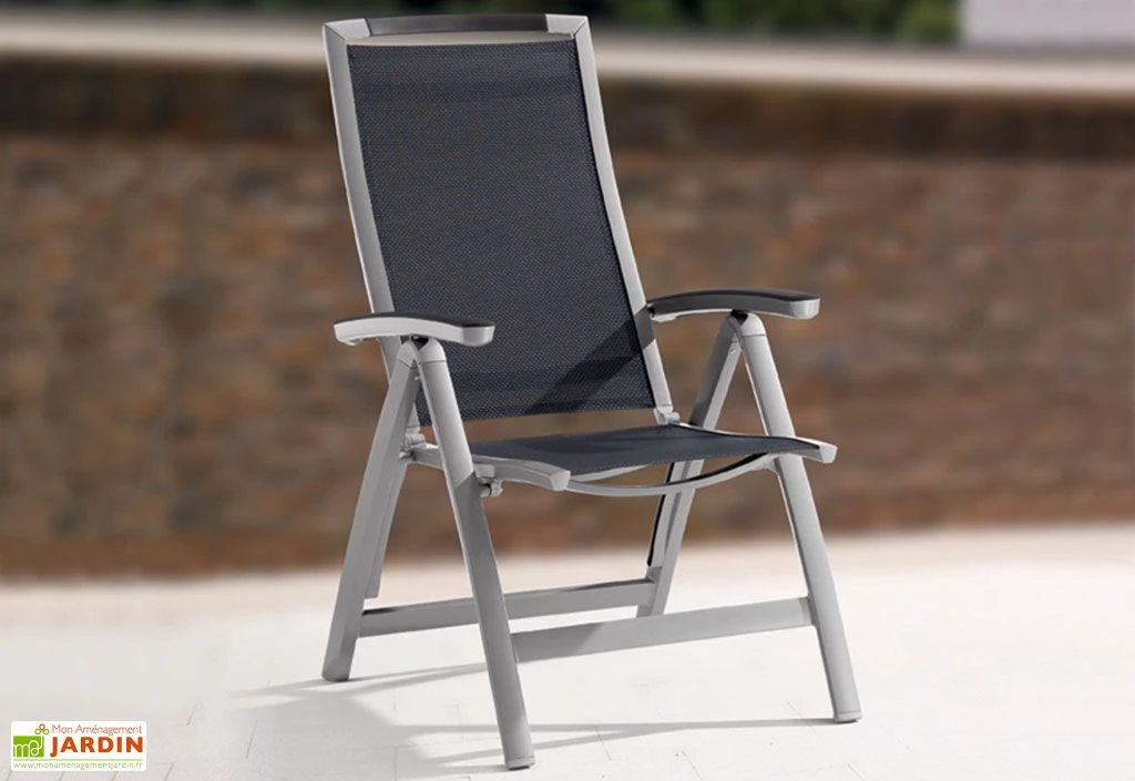 Chaise De Jardin Alu Pliable 6 Positions Trento Gris Graphite (lot De 6) 2 Chaise De Jardin Alu Pliable 6 Positions Trento Gris Graphite (lot De 6) – Image 2