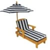 KidKraft Chaise Longue En Bois Pour Enfant Avec Coussin Et Parasol Bleu Marine
