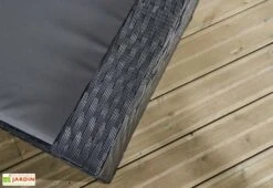 Salon De Jardin 4 Places En Aluminium Et Résine Tressée - Belem -Pas Cher Salon Mobilier Magasin detail accoudoir fauteuil jardin resine tressee noir