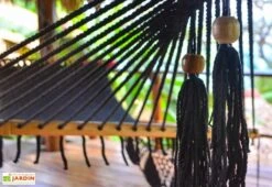 Hamac En Coton Tissé à La Main 100 X 237 Cm - Managua L -Pas Cher Salon Mobilier Magasin detail hamac coton noir managua