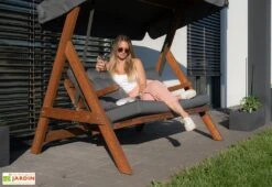 Balancelle De Jardin 2/3 Personnes - Bois Imprégné – Paris 2000 -Pas Cher Salon Mobilier Magasin detente balancelle jardin bois traite westmann