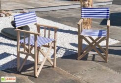 Fauteuil De Jardin Metteur En Scène En Bois Et Tissu Lona -Pas Cher Salon Mobilier Magasin fauteuil jardin chaise metteur en scene rayee