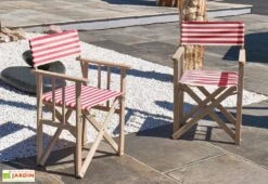 Fauteuil De Jardin Metteur En Scène En Bois Et Tissu Lona -Pas Cher Salon Mobilier Magasin fauteuil jardin chaise metteur en scene rayee 4