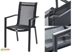 Salon De Jardin HPL Star : Table Extensible + 6 Fauteuils + 4 Chaises -Pas Cher Salon Mobilier Magasin fauteuil salon de jardin aluminium textilene hbl