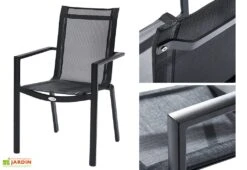 Salon De Jardin HPL Star : Table Extensible Alu + 8 Fauteuils -Pas Cher Salon Mobilier Magasin fauteuil salon de jardin hpl aluminium textilene noir