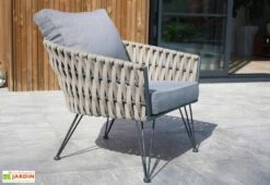 Salon De Jardin 4 Places En Acier Et Corde Tissée Capri -Pas Cher Salon Mobilier Magasin fauteuil salon jardin acier capri