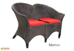 Roto Fauteuil De Jardin Double Design Imitation Rotin - Samba -Pas Cher Salon Mobilier Magasin fauteuil samba marron roto 1