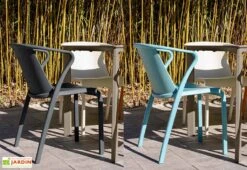 Salon De Jardin : 1 Table Aluminium 200 X 90 Cm Taupe + 8 Fauteuils – Fado 11 Salon De Jardin : 1 Table Aluminium 200 X 90 Cm Taupe + 8 Fauteuils – Fado -Pas Cher Salon Mobilier Magasin fauteuils jardin polypropylene gris bleu fado