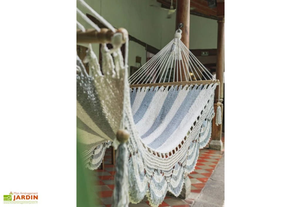 Hamac En Coton Tissé à La Main 100 X 237 Cm - Boaco L 2 Hamac En Coton Tissé à La Main 100 X 237 Cm - Boaco L – Image 2
