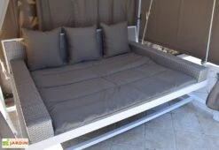 Lit Balancelle De Jardin En Acier Et Rotin Synthétique Deep -Pas Cher Salon Mobilier Magasin lit balancelle jardin acier rotin synthetique deep 1