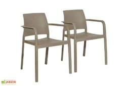 Lot De 2 Fauteuils De Jardin Empilables En Polypropylène Dock -Pas Cher Salon Mobilier Magasin lot 2 fauteuils jardin empilables polypropylene dock taupe