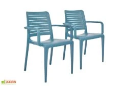 Lot De 2 Fauteuils De Jardin Empilables En Polypropylène Park -Pas Cher Salon Mobilier Magasin lot 2 fauteuils jardin empilables polypropylene park bleu