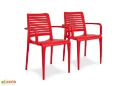 Lot De 2 Fauteuils De Jardin Empilables En Polypropylène Park -Pas Cher Salon Mobilier Magasin lot 2 fauteuils jardin empilables polypropylene park rouge