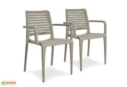 Lot De 2 Fauteuils De Jardin Empilables En Polypropylène Park -Pas Cher Salon Mobilier Magasin lot 2 fauteuils jardin empilables polypropylene park taupe