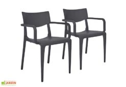 Lot De 2 Fauteuils De Jardin Empilables En Polypropylène Town -Pas Cher Salon Mobilier Magasin lot 2 fauteuils jardin empilables polypropylene town gris
