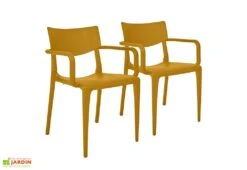Lot De 2 Fauteuils De Jardin Empilables En Polypropylène Town -Pas Cher Salon Mobilier Magasin lot 2 fauteuils jardin empilables polypropylene town jaune