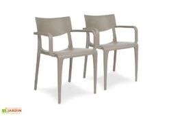 Lot De 2 Fauteuils De Jardin Empilables En Polypropylène Town -Pas Cher Salon Mobilier Magasin lot 2 fauteuils jardin empilables polypropylene town taupe