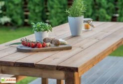 Table De Jardin En Bois Autoclave 200 Cm + 2 Bancs – Daugavpils -Pas Cher Salon Mobilier Magasin plateau table jardin bois ekju 253654