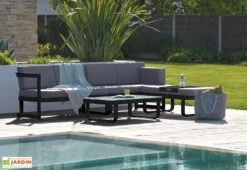 Salon De Jardin En Aluminium Barcelona : 1 Table + 2 Canapés + 1 Pouf 11 Salon De Jardin En Aluminium Barcelona : 1 Table + 2 Canapés + 1 Pouf -Pas Cher Salon Mobilier Magasin salon de jardin barcelona aluminium noir
