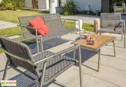 Salon De Jardin 4 Places En Inox Et Corde Tressée Concarneau -Pas Cher Salon Mobilier Magasin salon de jardin inox corde 8