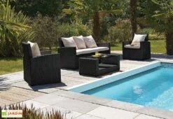 Salon De Jardin En Résine Tressée : 1 Canapé + 2 Fts + 1 Table Basse -Pas Cher Salon Mobilier Magasin salon de jardin resine tressee 1