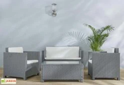 Salon De Jardin 4 Places En Aluminium Et Résine Tressée - Belem -Pas Cher Salon Mobilier Magasin salon jardin 4 places resine tressee belem gris