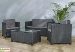 Pas Cher Salon Mobilier Magasin 12 Salon De Jardin 4 Places En Aluminium Et Résine Tressée - Belem