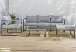Salon De Jardin 5 Places En Aluminium - Lima -Pas Cher Salon Mobilier Magasin salon jardin 5 places alu lima gris