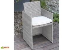 Salon De Jardin En Résine Tressée Encastrable Gris : 1 Table + 4 Fts 9 Salon De Jardin En Résine Tressée Encastrable Gris : 1 Table + 4 Fts -Pas Cher Salon Mobilier Magasin salon jardin acier resine tressee grise 4places encastrable 4