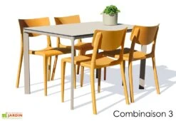 Salon De Jardin : 1 Table Aluminium 120 X 80 Cm + 4 Chaises – Town -Pas Cher Salon Mobilier Magasin salon jardin alu 4 places taupe jaune