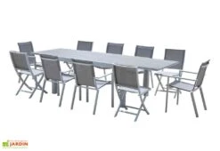 Salon De Jardin Aluminium Tulum Blanc Et Aspect Bois (TB + FT + CH)