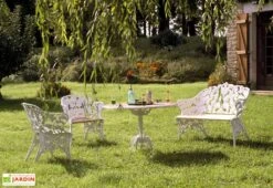 Fauteuil De Jardin Fonte D’Aluminium Et Bois Fougère -Pas Cher Salon Mobilier Magasin salon jardin aluminium bois fougere 1