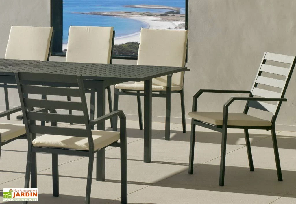 Hevea Salon De Jardin Aluminium Anthracite Extensible 8 Fauteuils 170/220 X 100 Cm 2 Hevea Salon De Jardin Aluminium Anthracite Extensible 8 Fauteuils 170/220 X 100 Cm – Image 2
