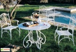 Salon De Jardin En Aluminium Puerto : 1 Table + 4 Fauteuils