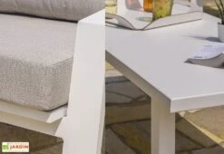 Salon De Jardin En Aluminium Blanc Table Canapé 5 Places - Ibiza -Pas Cher Salon Mobilier Magasin salon jardin aluminium table basse canape 5places ibiza 1