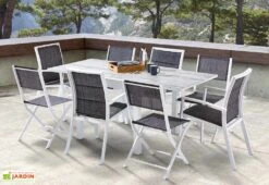 Salon De Jardin Aluminium : Table Extensible 90/180 Cm + 4 Fauteuils -Pas Cher Salon Mobilier Magasin salon jardin aluminium wilsa 600315