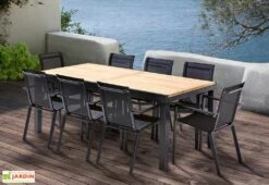 Salon De Jardin Bali Aluminium Et Teck : Table Extensible + 8 Fauteuils -Pas Cher Salon Mobilier Magasin salon jardin aluminium wilsa 603044