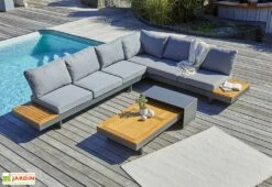 Salon De Jardin 6 Places En Aluminium Et Acacia - Vanuatu