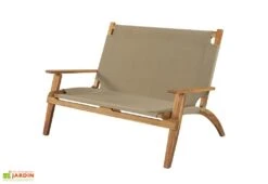 Salon De Jardin En Bois D’Acacia Et Tissu 4 Places Primavera Taupe -Pas Cher Salon Mobilier Magasin salon jardin bois acacia 4 places 3