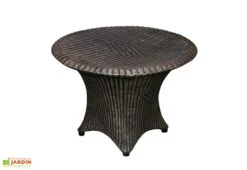 Pas Cher Salon Mobilier Magasin 27 Roto Table Basse Ronde De Jardin En Résine Tressée Marron Bambou