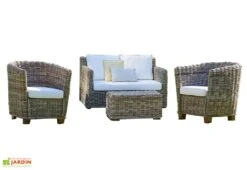 Salon De Jardin En Kubu 4/5 Places – 1 Table, 1 Canapé Et 2 Fauteuils