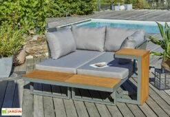 Salon De Jardin Modulable 4 Places En Aluminium Et Acacia - Tokyo -Pas Cher Salon Mobilier Magasin salon jardin modulable tokyo