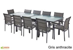 Salon De Jardin Modulo : Table Extensible + 10 Fauteuils -Pas Cher Salon Mobilier Magasin salon jardin modulo wilsa table extensible 10 fauteuils aluminium verre 4