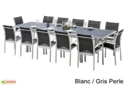 Salon De Jardin Modulo : Table Extensible + 12 Fauteuils -Pas Cher Salon Mobilier Magasin salon jardin modulo wilsa table extensible 12 fauteuils aluminium verre