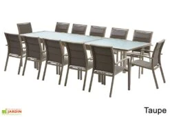 Salon De Jardin Modulo : Table Extensible + 12 Fauteuils -Pas Cher Salon Mobilier Magasin salon jardin modulo wilsa table extensible 12 fauteuils aluminium verre 3