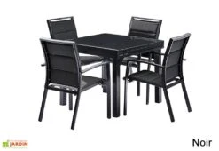 Salon De Jardin Modulo : Table Extensible + 4 Fauteuils -Pas Cher Salon Mobilier Magasin salon jardin modulo wilsa table extensible 4fauteuils aluminium verre 2