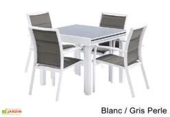 Salon De Jardin Modulo : Table Extensible + 4 Fauteuils -Pas Cher Salon Mobilier Magasin salon jardin modulo wilsa table extensible 4fauteuils aluminium verre
