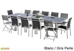 Salon De Jardin Modulo : Table à Rallonge + 8 Fauteuils + 4 Chaises -Pas Cher Salon Mobilier Magasin salon jardin modulo wilsa table extensible 8 fauteuils 4 chaises aluminium verre 2