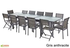 Salon De Jardin Modulo : Table à Rallonge + 8 Fauteuils + 4 Chaises -Pas Cher Salon Mobilier Magasin salon jardin modulo wilsa table extensible 8 fauteuils 4 chaises aluminium verre